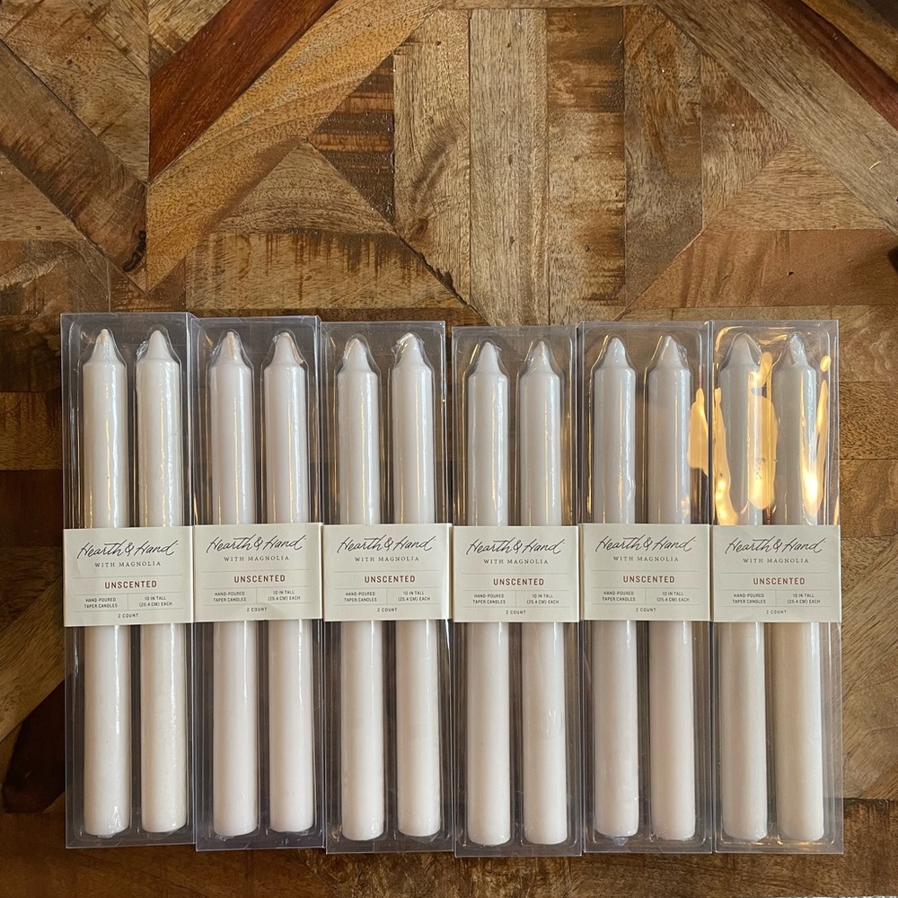 NWT 12 Hearth and Hand 10” Unscented Taper Candles
